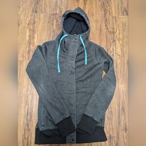 Billabong Spell Out Hoodie Zip Up Black Gray Pebble Print Size Med